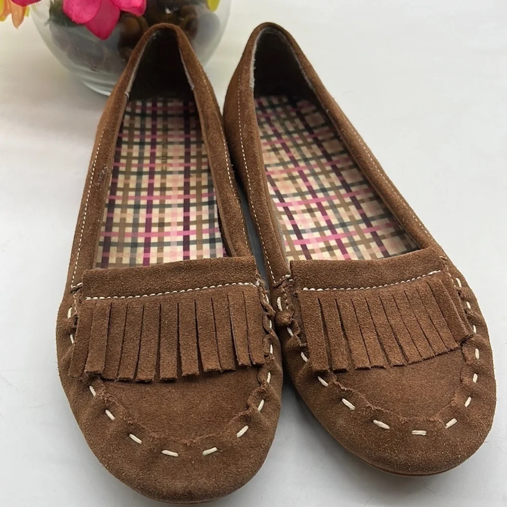 Lands’ End Tan Suede Slip In Loafer Sz 8. MCL1871D